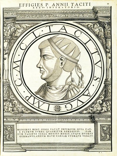 Tacitus, illustration from Imperatorum Romanorum Omnium Orientalium et Occidentalium Verissimae Imagines ex Antiquis Numismatis by Hans Rudolf Manuel Deutsch
